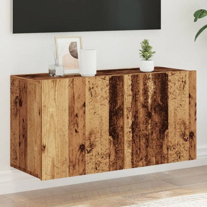 TV-Schrank vidaxl in Braun im Industrial Design mit Altholz-Optik, B/T/H: 80 x 30 x 41 cm - Bild 1