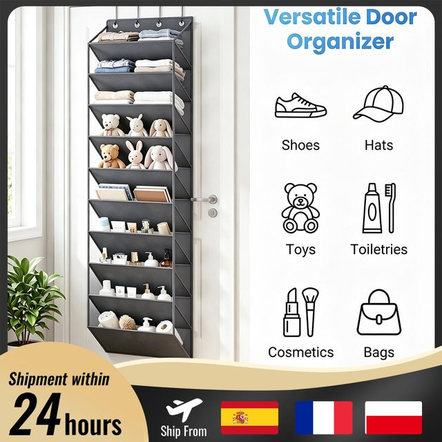 HGTUGO 10-stufiger Schuh-Organizer zum Aufhängen in Grau mit 4 Metallhaken für 20-30 Paar Schuhe, Sneaker oder Stiefel - Bild 1