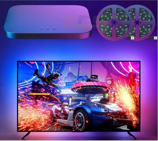 Lytmi NEO HDMI Sync Box RGB LED TV Hintergrundbeleuchtung für 91-120 Zoll, Multicolour Ambiente-Beleuchtung mit Alexa und Google Assistant Sprachsteuerung für Gaming PC und Konsole, Schwarz - Bild 1