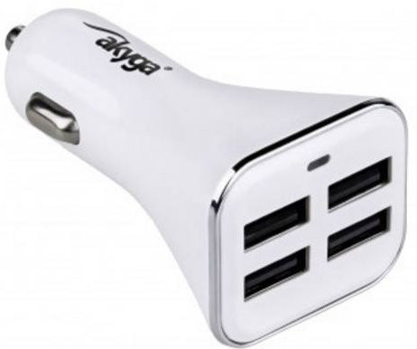 Akyga USB-Ladegerät für das KFZ mit 4 Ausgängen (USB-C und Micro-USB), 34W, Weiß - Bild 1