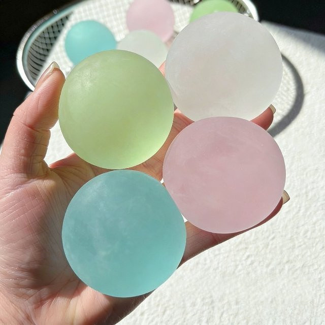 SHINEHENG Squishy Blaues Maltose-Fidget-Spielzeug, Weiches Rosa Mochi, Sensorisches Quetschspielzeug, Kokosnussöl-Ball - Bild 1