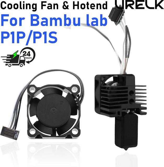 Bambu Lab Hotend Upgrade für P1S und P1P 3D-Drucker mit 2510 Kühlventilator und Kabel in Schwarz - Bild 1