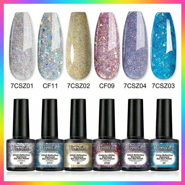 Visuatia Gel-Nagellack-Set, 6-teilig, ablösbar, LED-Gel - Bild 1