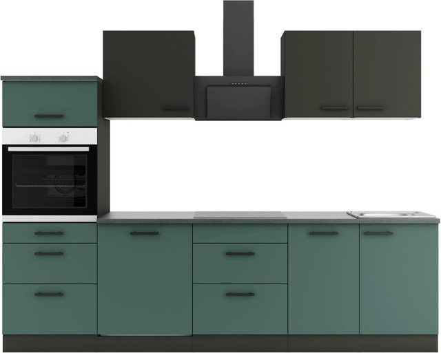 Optifit Küchenzeile KPMV 2789-9+ Madrid420/Verona405 in Anthrazit und Steingrün, Breite: 270 cm - Bild 1
