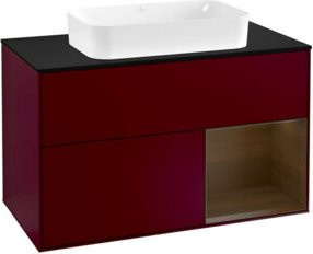 V&B Waschtischunterschrank Finion mit LED-Wandbeleuchtung, Wandmontage, mit Regalfach und internen Schubladen - Bild 1