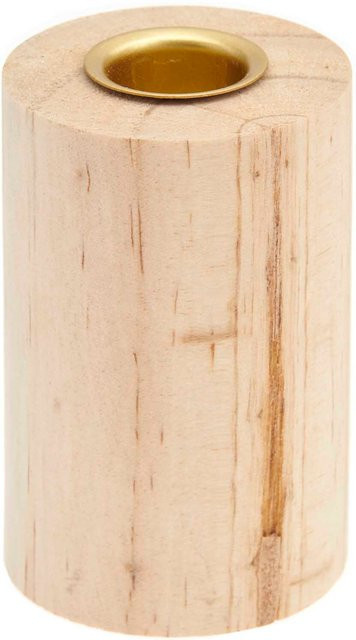 Rico Design Holz-Kerzenhalter rund in Braun und Beige für Teelichter und Stabkerzen - Bild 1