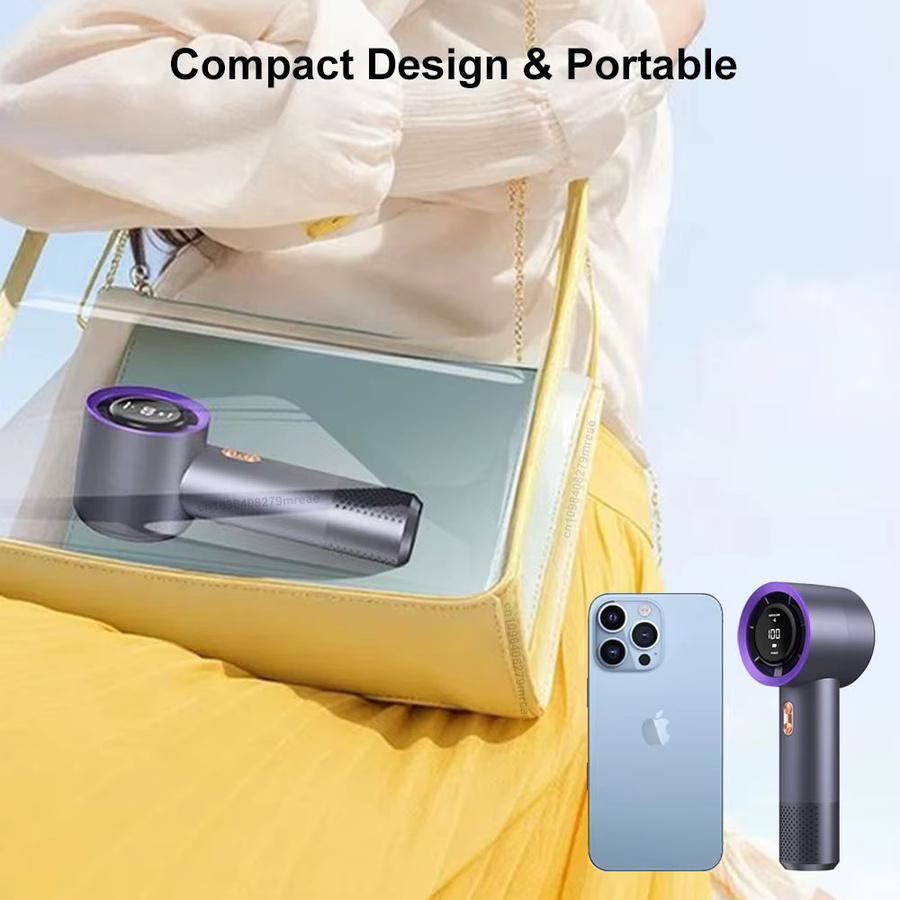 Tragbarer Mini-Handventilator von bcomfy in Grau mit 199-Gang-Einstellung und Turbofunktion für Reisen und Camping - Bild 4