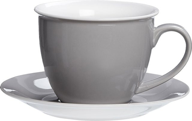 Ritzenhoff & Breker Milchkaffee Tasse mit Untertasse Doppio, Grau, 350 ml - Bild 1
