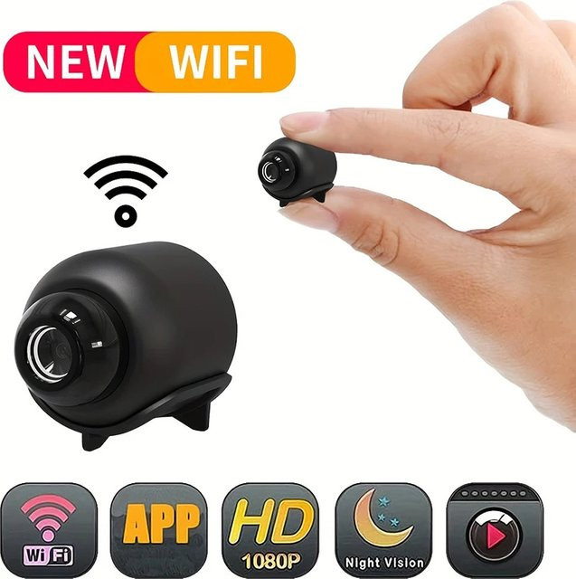 Regaton X5 Mini-Kamera 1080P mit Nachtsicht, Bewegungserkennung und WLAN in Schwarz - Bild 1