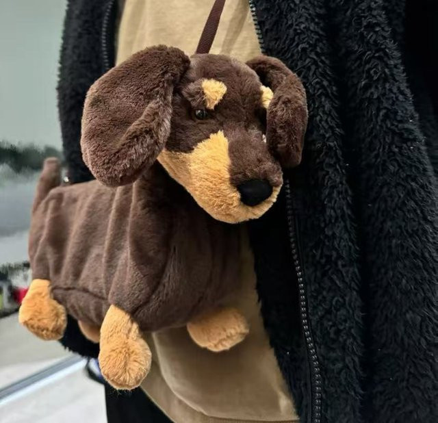 Fashnics Dackel-Plüschrucksack, Kawaii-Welpe, braun, ab 14 Jahren - Bild 1