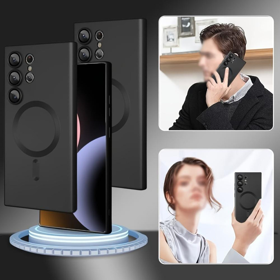 Magnetische Schutzhülle in Schwarz für Samsung Galaxy S26 S24 S23 S22 S21 Ultra Plus FE Edge 5G mit weicher Matte - Bild 1
