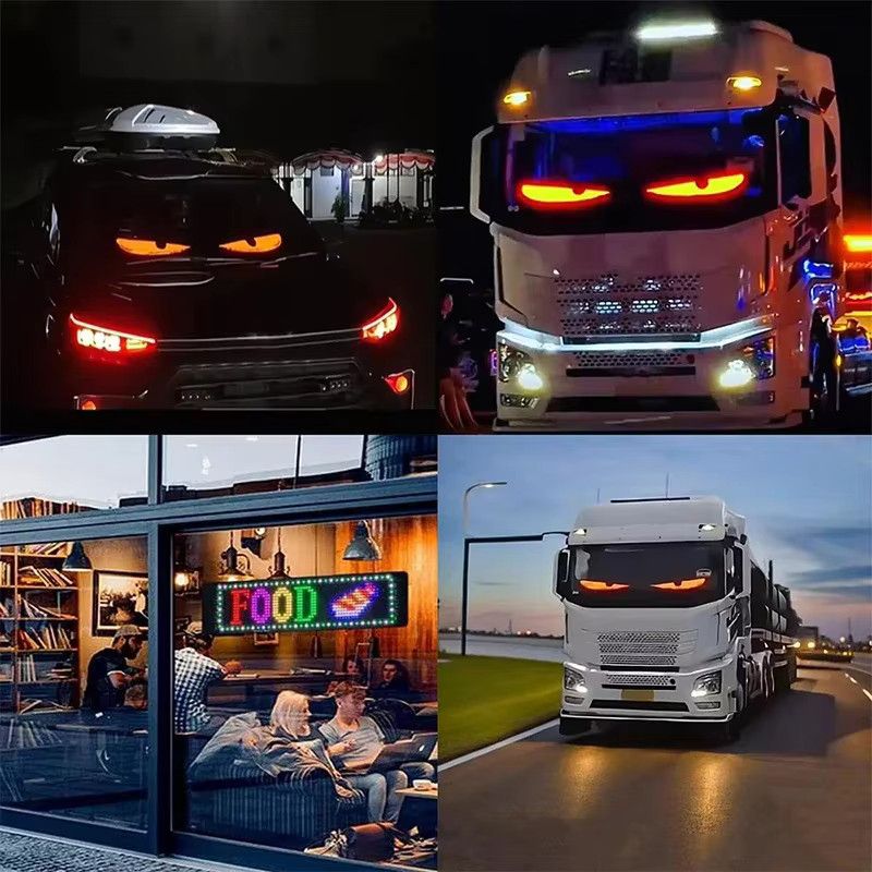 CHEGIT LED-Matrix-Pixel-Panel mit Fernbedienung für LKW als faltbares Graffiti-Scrolling-Board und Umgebungslicht für 12 V und 24 V - Bild 5