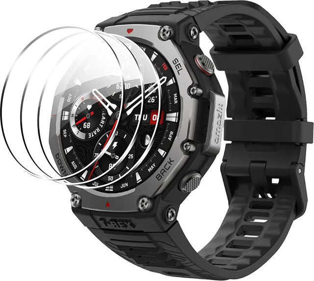 Huami Amazfit T-Rex 3 Displayschutzfolie, 3 Stück, gehärtetes Glas - Bild 1