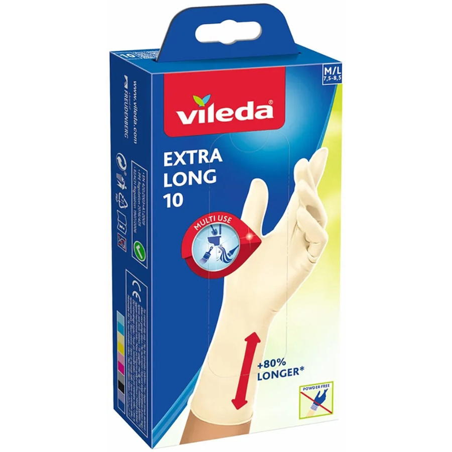 Vileda Einweghandschuhe Natural Latex Extra Long in Beige, Größe M/L - Bild 2