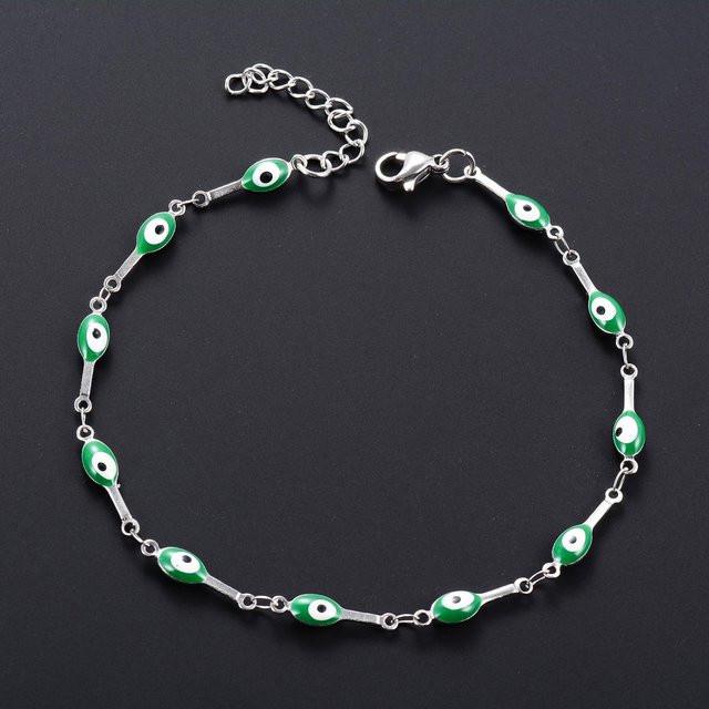 Armband Edelstahl, Türkisches Böses Auge, Grün, Damen, 24 cm - Bild 1