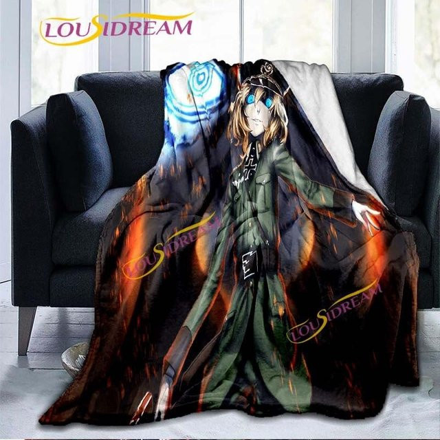 Flanell-Überwurf Die Saga von Tanya The Evil mit Tanya Degurechaff Motiv, Mehrfarbig, B/T: 130 x 150 cm - Bild 1