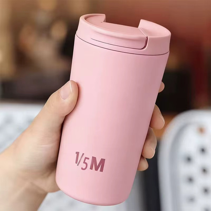 JUSTINLAU Thermoskanne als Kaffeetasse für Kinder mit Strohhalm, Isolierflasche aus Edelstahl, Farbe: Pink, 355 ml (12oz) - Bild 2