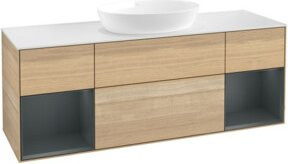 V&B Waschtischunterschrank Finion mit Wandbeleuchtung in Weiß und Eiche, Breite: 160 cm - Bild 1