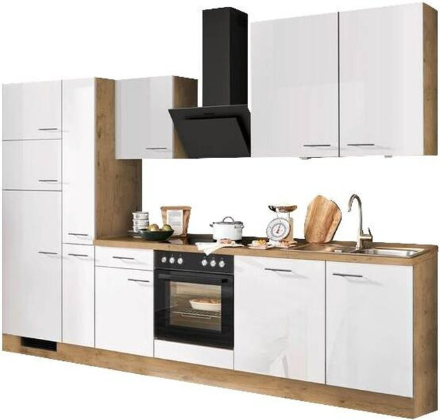 Impuls Küchenblock IP 4050 modern in Weiß Hochglanz B/H/T: 310 x 235 x 60 cm - Bild 1