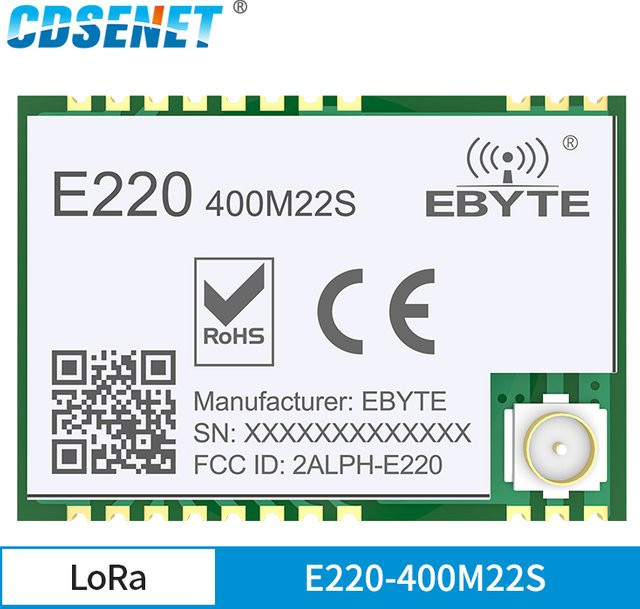 Cesenet E220-400M22S Llcc68 Lora Funkmodul mit 433MHz bis 470MHz, 22dBm Sendeleistung und 6km Reichweite, RF Sender und Empfänger mit IPEX Antenne und LNA - Bild 1