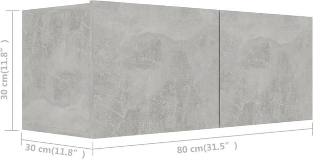 vidaXL 2-tlg. TV-Schrank-Set aus Holzwerkstoff in Betongrau, Wandmontage, B/T/H: 100 x 30 x 30 cm und 80 x 30 x 30 cm - Bild 1