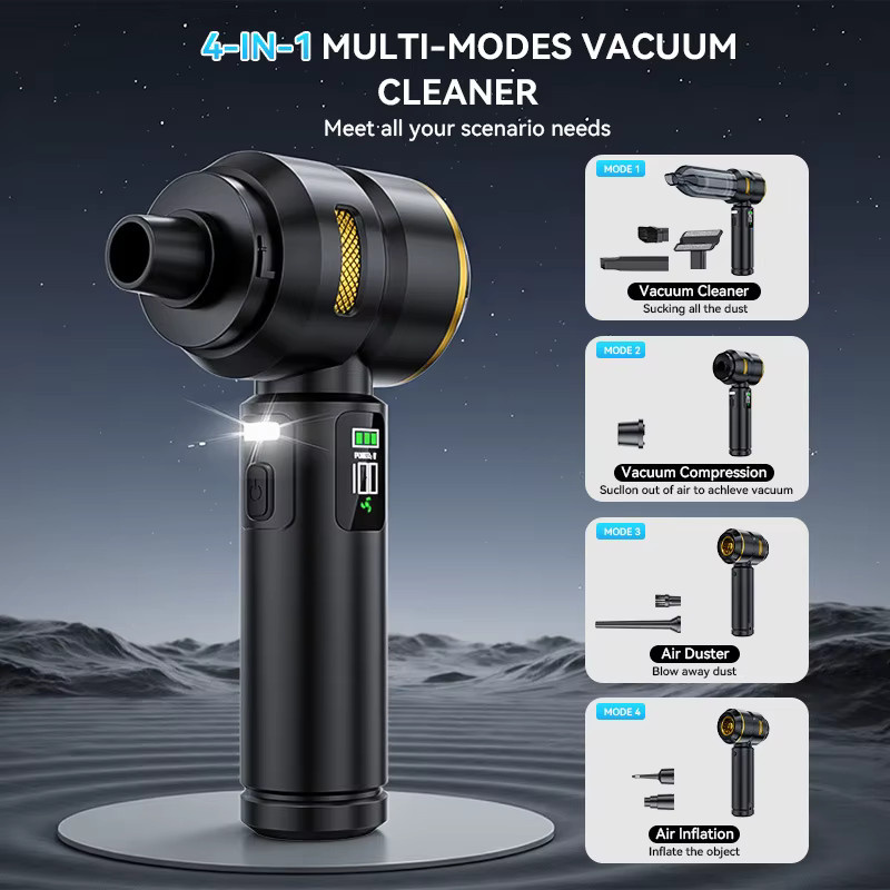 SUITU Akku Handstaubsauger mit LED-Lampe und Gebläsefunktion, Schwarz, 98000PA Leistungsstarker Mini-Reiniger für Auto und Haushalt - Bild 3