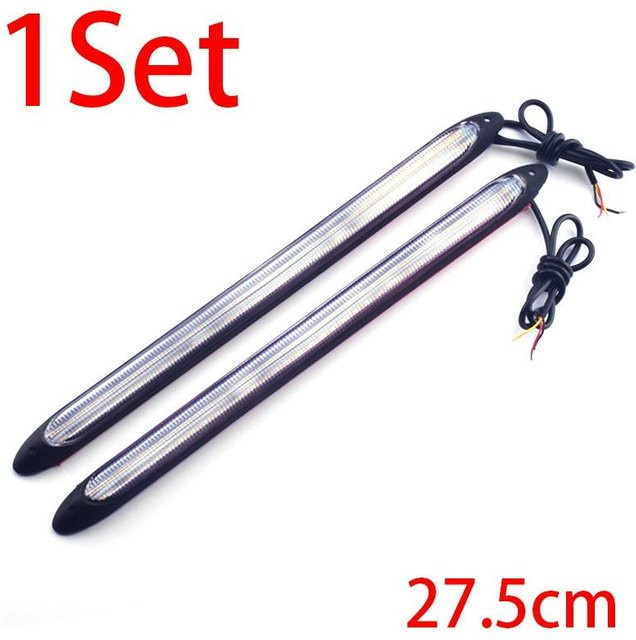 SEAMETAL Universal 12V Tagfahrlicht DRL mit sequenziellem Blinklicht und Nebellampe, flexibler LED-Streifen, wasserdicht, Farben: Weiß und Gelb, Länge: 27,5 cm - Bild 1