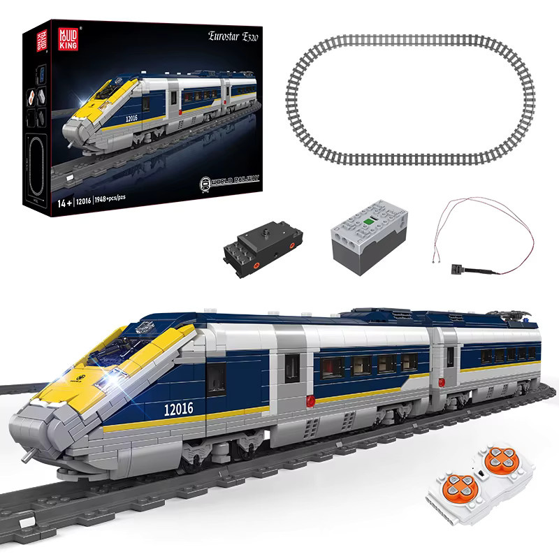 Mould King 12016 RC Europe Star E320 Technische Eisenbahn Baustein-Set Dampflokomotive in Blau - Bild 3