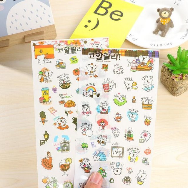 6 Blatt Kawaii Papieraufkleber Set in Multicolour für Tagebuch und Schulbedarf - Bild 1