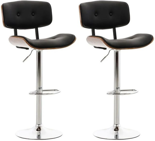 DELUKE 2er Set Barhocker KAKOT aus Kunstleder in Walnuss/Schwarz, höhenverstellbare Barstühle mit Lehne und 360 Grad Drehbarkeit, B/T/H: 50 x 56 x 94 cm - Bild 1