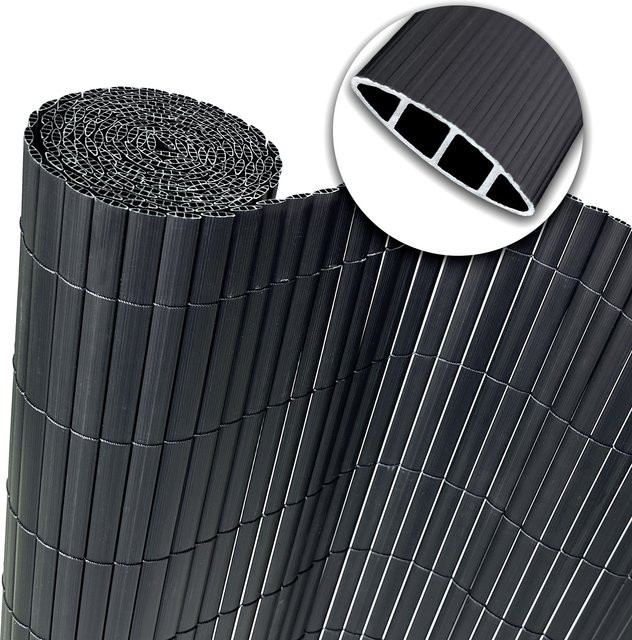 FLOORDIREKT PVC Sichtschutzzaun in Grau, Matte Sichtschutzmatte für Balkon, Terrasse und Garten, B/H: 100 x 300 cm - Bild 1