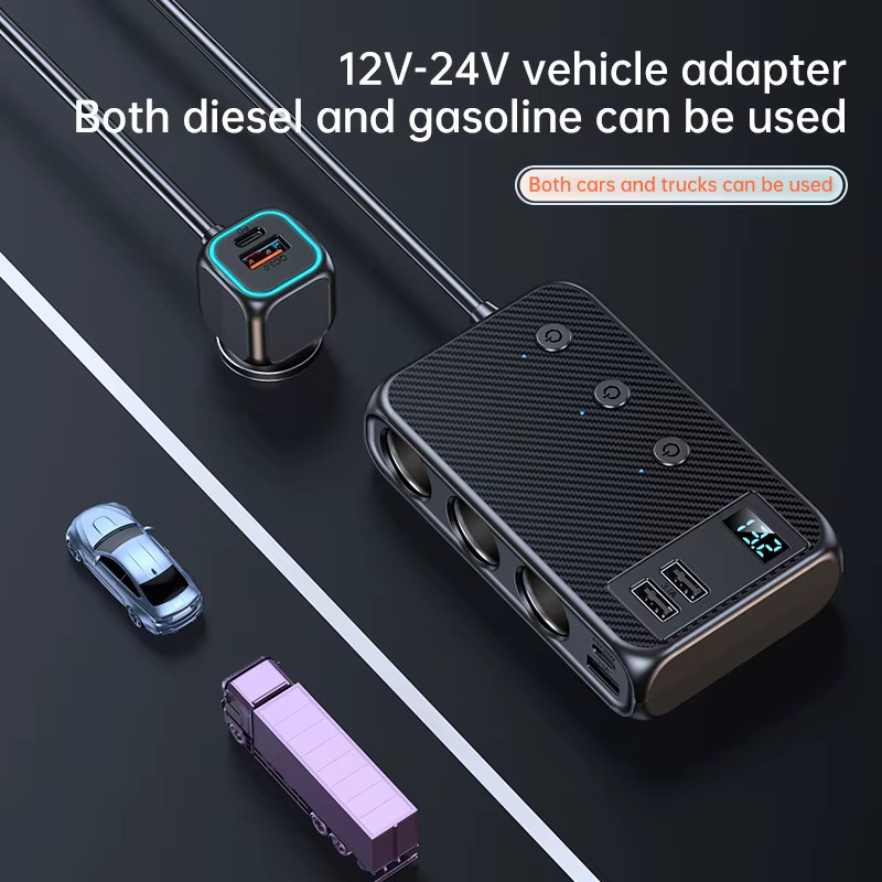 SEAMETAL 9-in-1 Auto-USB-Ladegerät in Schwarz mit 171 W Leistung, Zigarettenanzünder-Adapter inklusive PD 30 W, QC 3.0 und 6 USB-Anschlüssen - Bild 2