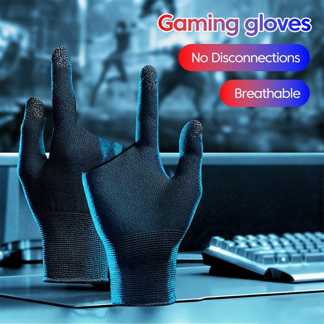 Atmungsaktive Gaming-Handschuhe in Schwarz mit Anti-Schweiß-Touchscreen-Fingerspitzen für mobile Spiele - Bild 1