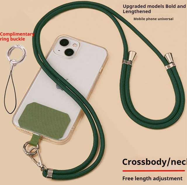 Universelles Telefon Lanyard aus Polyester als Crossbody Halskette mit Clip in Orange und Grün - Bild 1