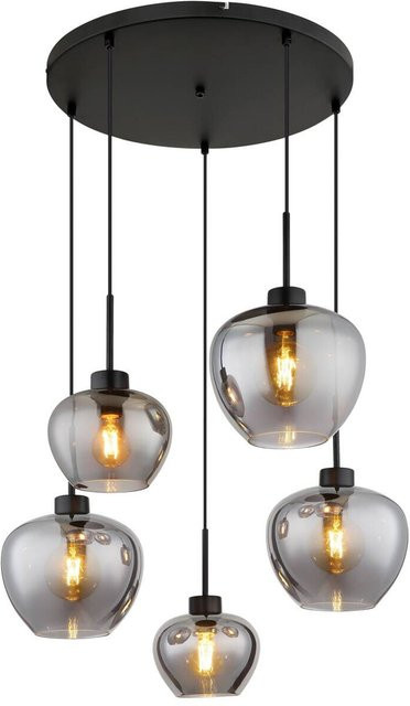 Globo Lighting Pendelleuchte modern in Schwarz aus Metall und Glas mit 5 E27 Fassungen, Höhe: 120 cm, Durchmesser: 70 cm - Bild 1