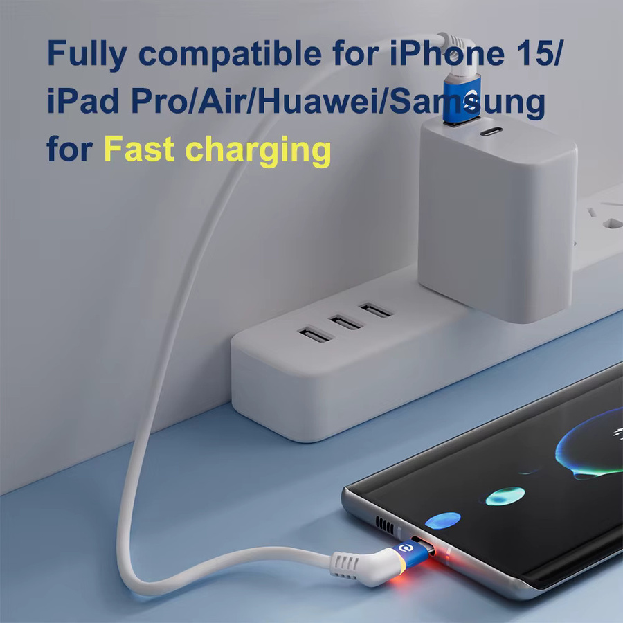 COMNEN USB-A auf Typ-C Schnellladekabel mit 60W PD und QC 3.0, Farbe: Weiß, Länge: 128 cm - Bild 2