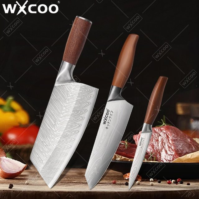 WXCOO Mehrzweck-Kochmesser aus Edelstahl mit Holzgriff als Fleischbeil und Ausbeinmesser für deine Küche - Bild 1