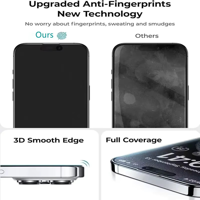 Arvin 3er-Pack Mattes Displayschutzglas für iPhone 11 bis iPhone 16 Pro Max mit oleophober Beschichtung und staubfreier Installation, Transparent - Bild 3