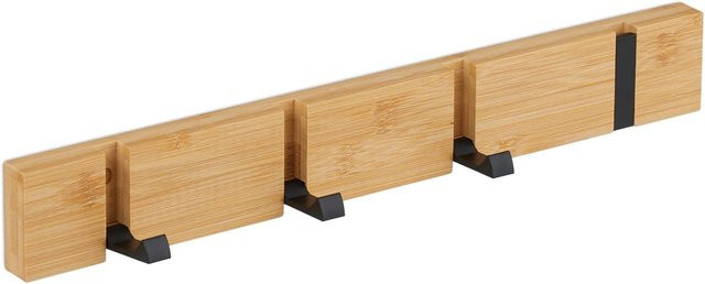 Klappbare Garderobenleiste von Relaxdays aus Bambus und Aluminium in Schwarz und Natur, B/T/H: 40 x 5,5 x 5 cm - Bild 1