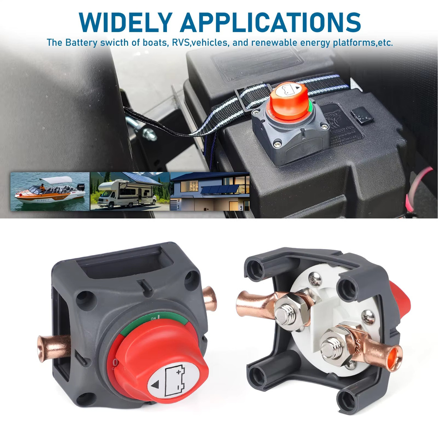 MINESPEED Wasserdichter Batterie-Trennschalter IP65 mit Anschluss für 12 V–48 V, 2 Positionen für LKW, Boot, Yacht, Wohnwagen und Motorrad - Bild 6