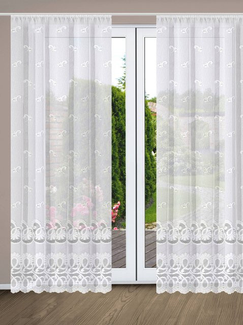 Dekostore Heine Home semi-transparentes Stoffpanel aus 100% Polyester in Weiß, Breite: 145 cm, Höhe: 300 cm - Bild 1