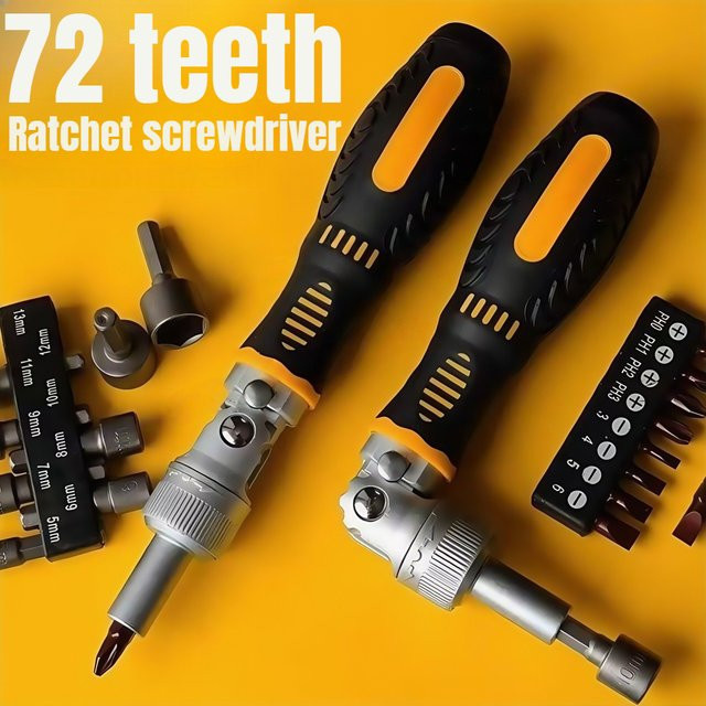Probon Zweiwege-Schraubendreher-Set mit 72 Zähnen und Ratschen, biegsames Bit-Set für Wartungsarbeiten im Haushalt - Bild 1