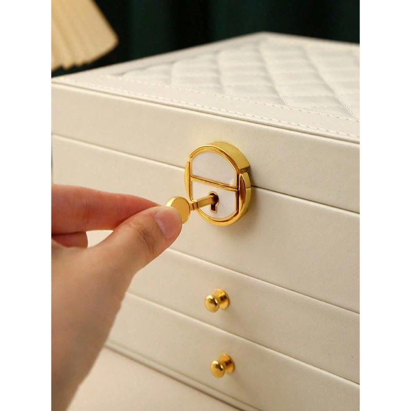 Schmuckaufbewahrungsbox aus Leder mit 3 Ebenen für Ohrringe, Ringe, Uhren, Halsketten und Armbänder mit großem Fassungsvermögen und Oxidationsschutz - Bild 2