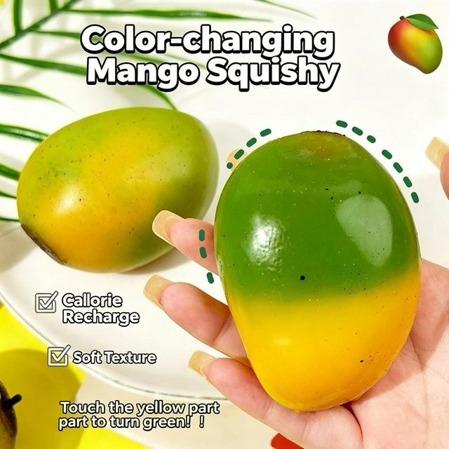 A Family Of Home Textiles Mango Squishy Fidget Spielzeug, Weicher ASMR Sensorischer Knetball - Bild 1