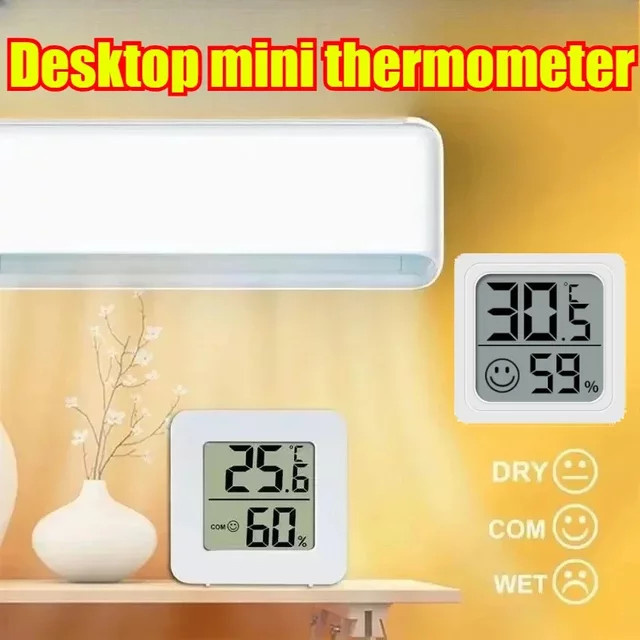 Octpress Mini LCD Digital Thermometer Hygrometer Set in Weiß aus Kunststoff zur Messung von Temperatur und Luftfeuchtigkeit im Innenraum - Bild 1
