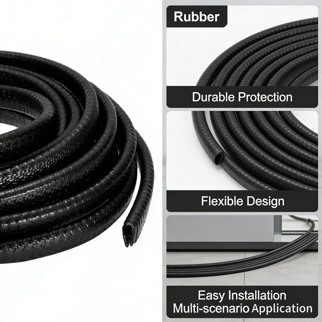 UXCELL Gummi-Kantenschutzleiste U-Profil als EPDM-Dichtungsstreifen in Schwarz mit Metallclips für Autotüren, Blechklappen und Tischecken - Bild 1