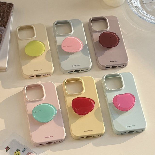 NUOCDE Stoßfeste Schutzhülle im Koreanischen Stil mit integriertem Telefonhalter für iPhone 17 16 15 14 13 12 Pro Max, Farbe: Braun - Bild 1
