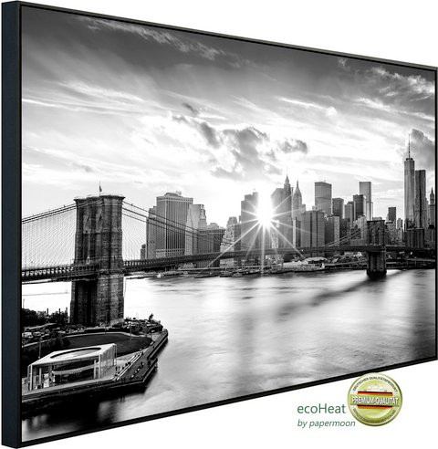 papermoon Infrarotheizung EcoHeat New York Schwarz Weiss mit Matt-Effekt und App-Steuerung - Bild 1