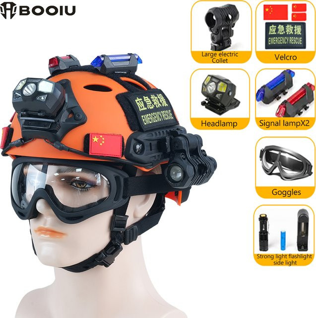 BOOIU Taktischer PJ Rettungshelm in Orange mit verstellbarem Knopf für Sicherheitstraining und Notfälle - Bild 1
