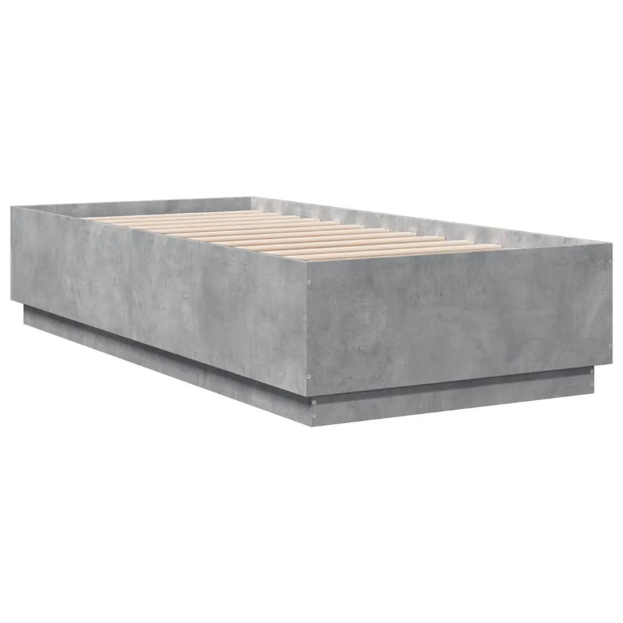 vidaXL Bettgestell mit LED und USB-Ladeport in Betongrau, B/T/H: 90 x 200 x 40 cm - Bild 2